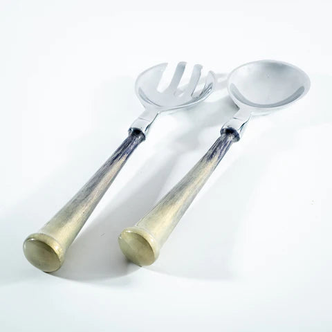 Brushed Silver Salad Servers 26cm